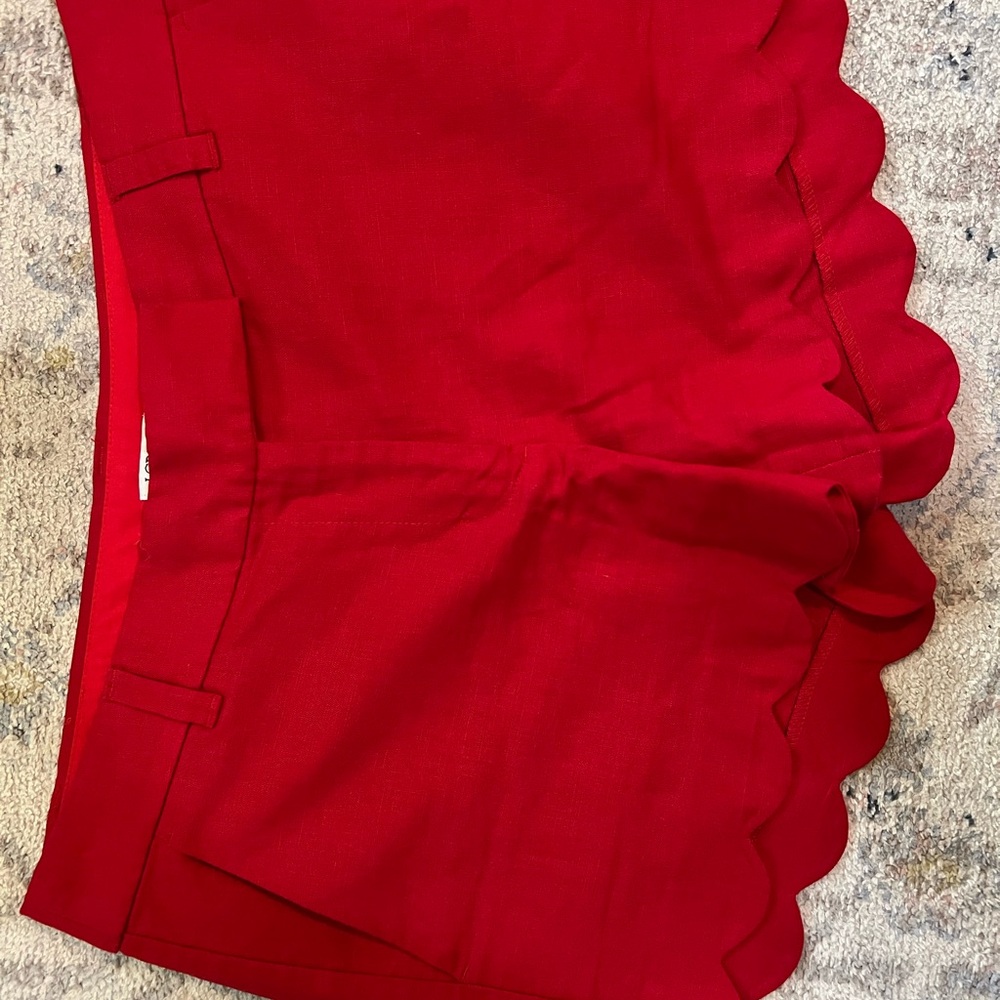 Red Scalloped Women's Shorts